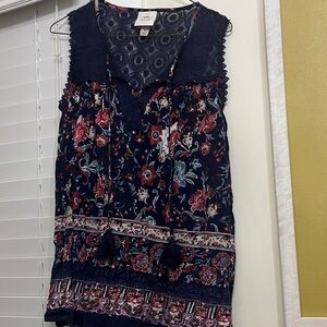 Knox Rose Navy Lace Floral Top